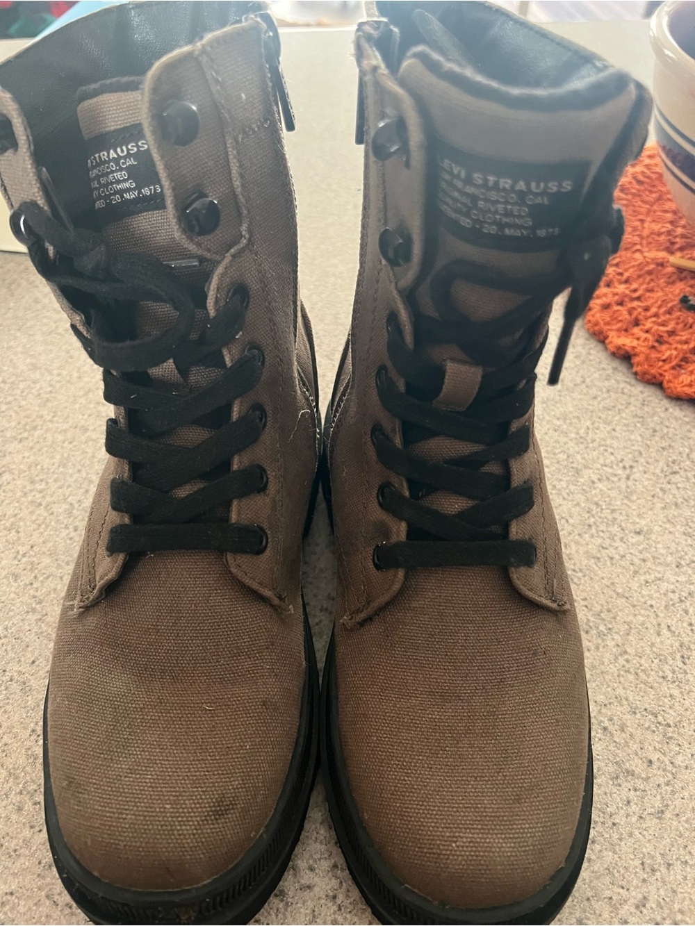 Levi's women’s  Brown Canvas Lace-Up Boots